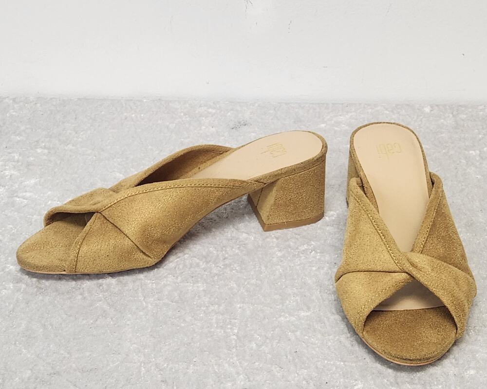 CABI Womens Marigold Mustard Mules Suede Sandals w Block Heel Sandals-Size 7.5